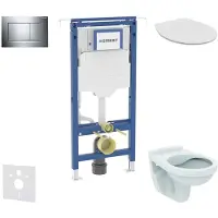 Geberit Duofix - Wandmontage installatie set, Alpha toilet met zitting, Sigma20 bedieningsplaat, chroom SANI11CD1106