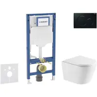 Geberit Duofix - Voorwandinstallatieset, Nefia toilet en softclose zitting, Sigma01 bedieningsplaat, zwart SANI11CA5167