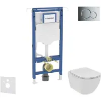 Geberit Duofix - Voorwandinbouwset, Ideal Standard Tesi toilet en zitting, Sigma01 bedieningsplaat, Rimless, SoftClose, glanzend chroom SANI11CD1102