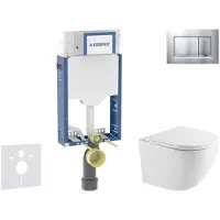 Geberit Kombifix - Voorwand montageset, Oudee toilet en softclose zitting, Sigma20 bedieningsplaat, gelakt chroom mat/chroom SANI15CA2101