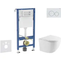 Geberit Duofix - Voorwand montageset, Oudee toilet en softclose zitting, Delta20 bedieningsplaat, alpine wit SANI11CA31104