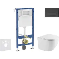 Geberit Duofix - Set voorwandinstallatie, Oudee toilet en softclose zitting, Delta50 bedieningsplaat, matzwart SANI11CA5160