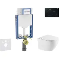 Geberit Kombifix - Voorwandinstallatieset, Oudee toilet en softclose zitting, Sigma01 bedieningsplaat, zwart SANI15CA5155