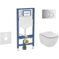 Geberit Duofix - Voorwand montageset, Tesi toilet en softclose zitting, Sigma01 bedieningsplaat, glanzend chroom SANI11CD1133