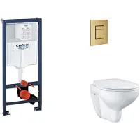 GROHE Rapid SL - Set voor inbouwinstallatie, toilet, SoftClose zitting en Skate Cosmopolitan knop, geborsteld Cool Sunrise SANI11BB4121