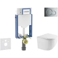 Geberit Kombifix - Voorwand montageset, Gaia toilet en softclose zitting, Sigma01 bedieningsplaat, glanzend chroom SANI15CA1138