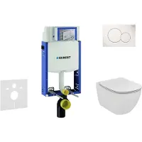 Geberit Kombifix - Inbouwreservoir voor hangend toilet met SIGMA01 bedieningsknop, alpine wit + Ideal Standard Tesi - hangend toilet en wc-bril 110.302.00.5 NF1
