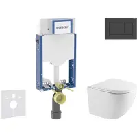 Geberit Kombifix - Voorwand montageset, Oudee toilet en softclose zitting, Sigma20 bedieningsplaat, mat zwart/zwart SANI15CA5144