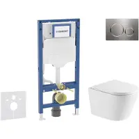 Geberit Duofix - Set voorwandinstallatie, Nefia toilet en softclose zitting, Sigma20 bedieningsplaat, roestvrij staal SANI11CA6171