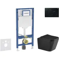 Geberit Duofix - Set voorwandinstallatie, toilet Arkas I en softclose zitting, Sigma01 bedieningsplaat, zwart SANI11CA5514