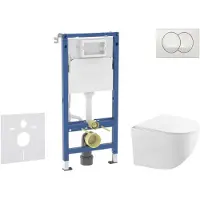 Geberit Duofix - Voorwand montageset, compacte toilet Gaia en softclose zitting, Delta bedieningsplaat, wit SANI11CA3150B