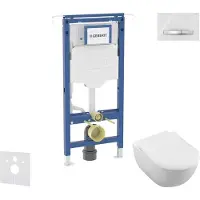 Geberit Duofix - Voorwandinbouwset, Villeroy & Boch toilet en zitting, Sigma50 bedieningsplaat, DirectFlush, SoftClose, CeramicPlus, alpine wit SANI11CK3117