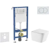 Geberit Duofix - Voorwandinstallatieset, Arkas I toilet en softclose zitting, Delta01 bedieningsplaat, alpine wit SANI11CA31142
