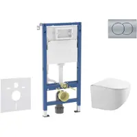 Geberit Duofix - Voorwand montageset, Gaia toilet en softclose zitting, Delta01 bedieningsplaat, mat chroom SANI11CA1131B