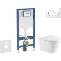 Geberit Duofix - Set voorwandinstallatie, Nefia toilet en softclose zitting, Sigma20 bedieningsplaat, wit/verguld SANI11CA31110