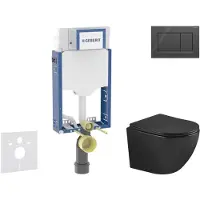 Geberit Kombifix - Set voorwandinstallatie, Oudee toilet en softclose-zitting, Sigma20 bedieningsplaat, glanzend zwart/mat zwart SANI15CA5506