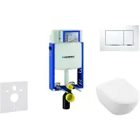 Geberit Kombifix - Toiletset met Sigma20 bedieningsplaat, wit/glanzend chroom + Villeroy Boch hangend toilet en wc bril, SoftClose, DirectFlush, CeramicPlus 110.302.00.5 NI5