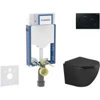 Geberit Kombifix - Voorwandinstallatieset, Oudee toilet en softclose zitting, Sigma01 bedieningsplaat, zwart SANI15CA5504