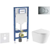 Geberit Duofix - Voorwand montageset, Nefia toilet en softclose zitting, Sigma01 bedieningsplaat, glanzend chroom SANI11CA1161