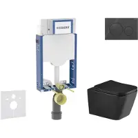 Geberit Kombifix - Voorwandinstallatieset, Arkas I toilet en softclose zitting, Sigma20 bedieningsplaat, zwart glans/zwart mat SANI15CA5512