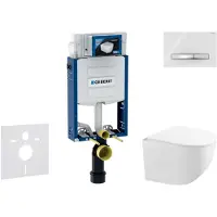 Geberit Kombifix - Voorwand montageset, compacte toiletpot Gaia en softclose zitting, bedieningsplaat Sigma50, chroom/alpenwit SANI15CA3129