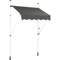 Costway Uittrekbaar Zonnescherm Grijs – 150 x 120 cm – Verstelbare Hoogte en Hoek met Handzwengel