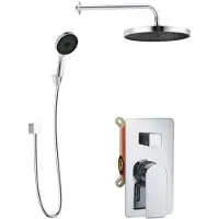 Kielle Vega - Doucheset met inbouwkraan, voor 2 toepassingen, met accessoires EcoSpare en hoofddeel, chroom 20618SP40