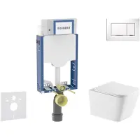 Geberit Kombifix - Voorwand montageset, Arkas toilet en softclose zitting, Sigma20 bedieningsplaat, wit/chroom SANI15CA3166