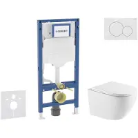 Geberit Duofix - Voorwand montageset, Oudee toilet en softclose zitting, Sigma01 bedieningsplaat, alpine wit SANI11CA31117