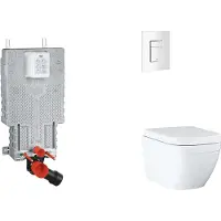 GROHE Uniset - Set voorwandinstallatie, toilet, SoftClose zitting en Skate Cosmopolitan knop, Triple Vortex, alpenwit SANI15BB3105