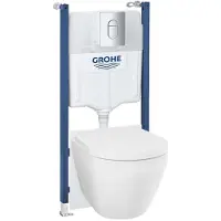 GROHE Solido - Set voor voorwandmontage, Euro Ceramic toilet, SoftClose zitting en Arena Cosmopolitan knop, Triple Vortex, chroom 102517SH00
