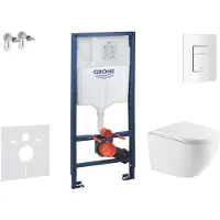 GROHE Rapid SL - Voorwandinstallatieset, Oudee toilet en softclose zitting, Skate Cosmopolitan knop, alpenwit SANI11BA3113