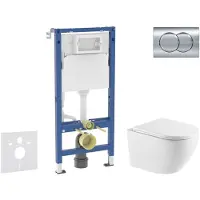 Geberit Duofix - Voorwand montageset, Oudee toilet en softclose zitting, Delta01 bedieningsplaat, glanzend chroom SANI11CA1166