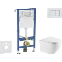 Geberit Duofix - Voorwand montageset, Oudee toilet en softclose zitting, Delta30 bedieningsplaat, alpine wit SANI11CA31127