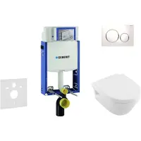 Geberit Kombifix - Set voorwandinstallatie, toilet en zitting Villeroy & Boch, bedieningspaneel Sigma20, DirectFlush, SoftClose, CeramicPlus, wit/chroom 110.302.00.5 NB4
