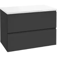 Kielle Oudee - Kast inclusief wastafelblad 80x55x46 cm, mat zwart/glans wit 50002S814