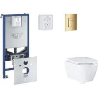 GROHE Rapid SLX - Set voor inbouwinstallatie, toilet, SoftClose zitting en Skate Cosmopolitan knop, Cool Sunrise SANI11BB4117