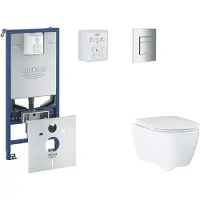 GROHE Rapid SLX - Set voor inbouwinstallatie, toilet, SoftClose zitting en Skate Cosmopolitan knop, chroom SANI11BB2110