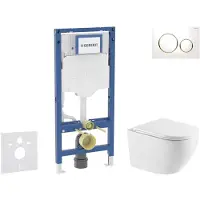 Geberit Duofix - Set voorwandinstallatie, Oudee toilet en softclose zitting, Sigma20 bedieningsplaat, wit/verguld SANI11CA31121
