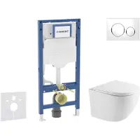 Geberit Duofix - Voorwand montageset, Oudee toilet en softclose zitting, Sigma20 bedieningsplaat, wit/chroom SANI11CA3196