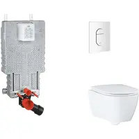 GROHE Uniset - Set voor inbouwinstallatie, toilet, SoftClose zitting en Arena Cosmopolitan knop, alpenwit SANI15BB3114