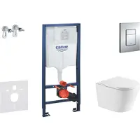 GROHE Rapid SL - Voorwand montageset, Nefia toilet en softclose zitting, Skate Cosmopolitan bedieningsplaat, chroom SANI11BA1108