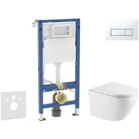 Geberit Duofix - Voorwand montageset, Oudee toilet en softclose zitting, Delta50 bedieningsplaat, alpine wit SANI11CA31125