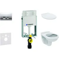 Geberit Kombifix - Set voorwandinstallatie, closet Alpha met WC-zitting, Delta35 bedieningsplaat, glanzend chroom 110.100.00.1 NR5