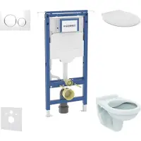 Geberit Duofix - Wandmontage installatie set, Alpha toilet met zitting, Sigma20 bedieningsplaat, wit/chroom SANI11CD3110