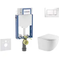 Geberit Kombifix - Voorwand montageset, Oudee toilet en softclose zitting, Sigma20 bedieningsplaat, wit/chroom SANI15CA3142