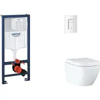 GROHE Rapid SL - Set voorwandinstallatie, toilet, SoftClose zitting en Skate Cosmopolitan knop, Triple Vortex, alpenwit SANI11BB3121
