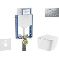 Geberit Kombifix - Voorwand montageset, Arkas I toilet en softclose zitting, Sigma01 bedieningsplaat, gelakt mat chroom SANI15CA2110