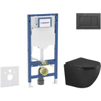 Geberit Duofix - Set voorwandinstallatie, Oudee toilet en softclose-zitting, Sigma20 bedieningsplaat, glanzend zwart/mat zwart SANI11CA5505