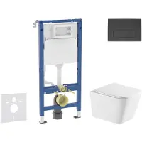 Geberit Duofix - Voorwandinstallatieset, Arkas I toilet en softclose zitting, Delta50 bedieningsplaat, matzwart SANI11CA5184